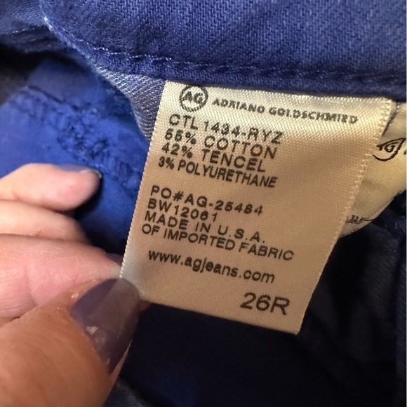 AG Adriano Goldschmied 26R The Prima Mid Rise Cigarette Jeans Cobalt Bright Blue - Picture 5 of 11